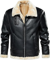 Black Faux Leather Coat-Men